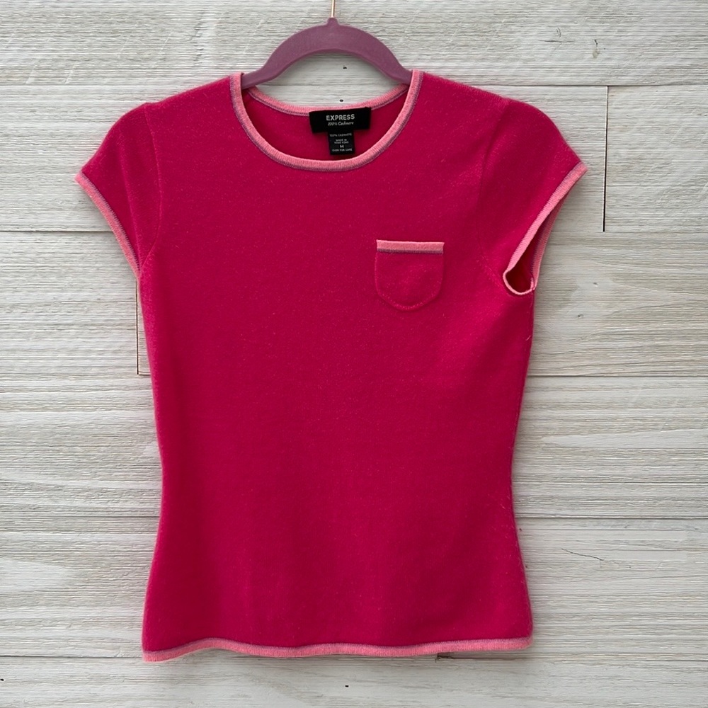 Express 100% Cashmere Sweater Cap Sleeves Fitted